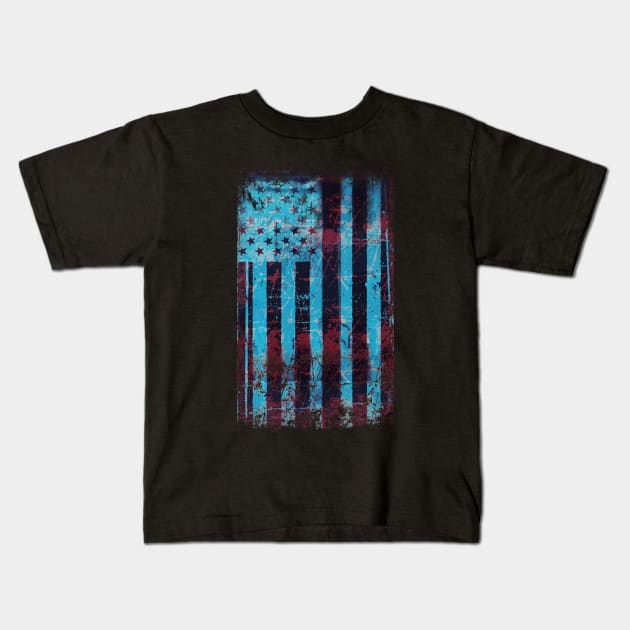 Distressed American Flag Kids T-Shirt by Scar